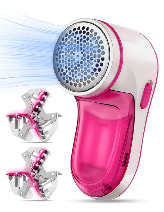 Fixdono Fabric Shaver, Lint Remover Rechargeable, Electric Portable Sweater Defuzzer with 2 Spare Blades, Rose Red