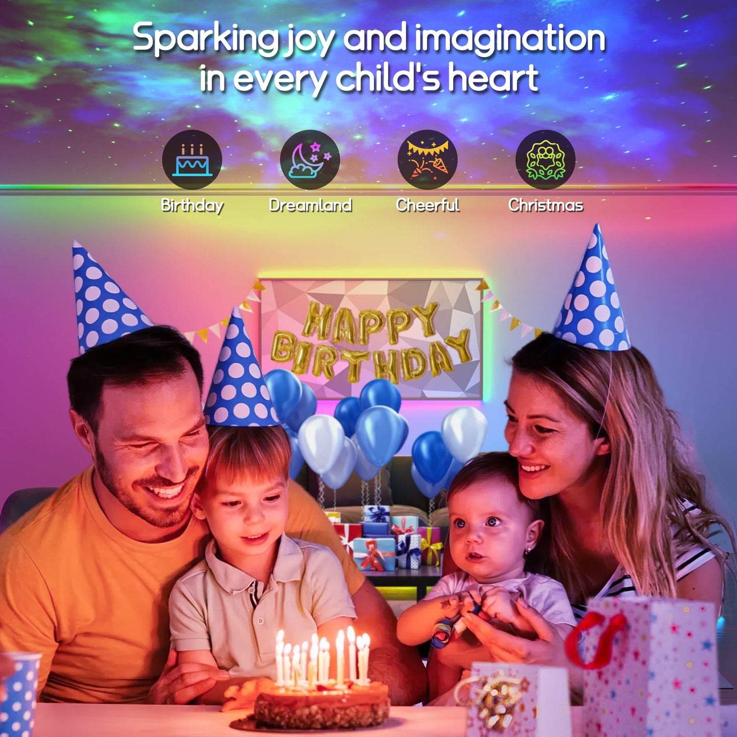 Fixdono Star Projector, LED Galaxy Light with Bt Music, 8 Color Dinosaur Egg Night Light for Kids