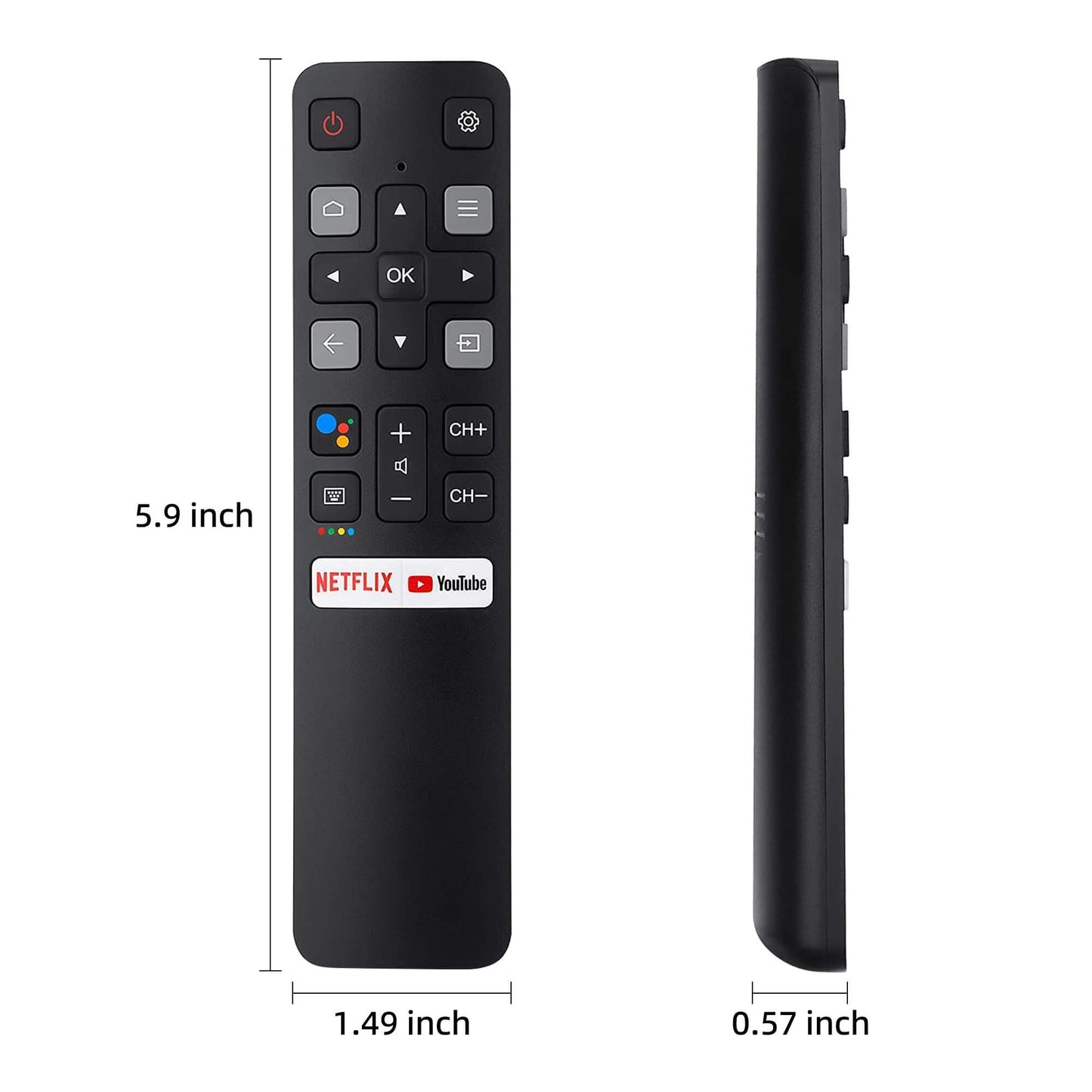 Voice Remote Control for TCL Android TV, Replacement Remote RC802V for TCL TVs with Google Voice Function, Netflix, YouTube Buttons