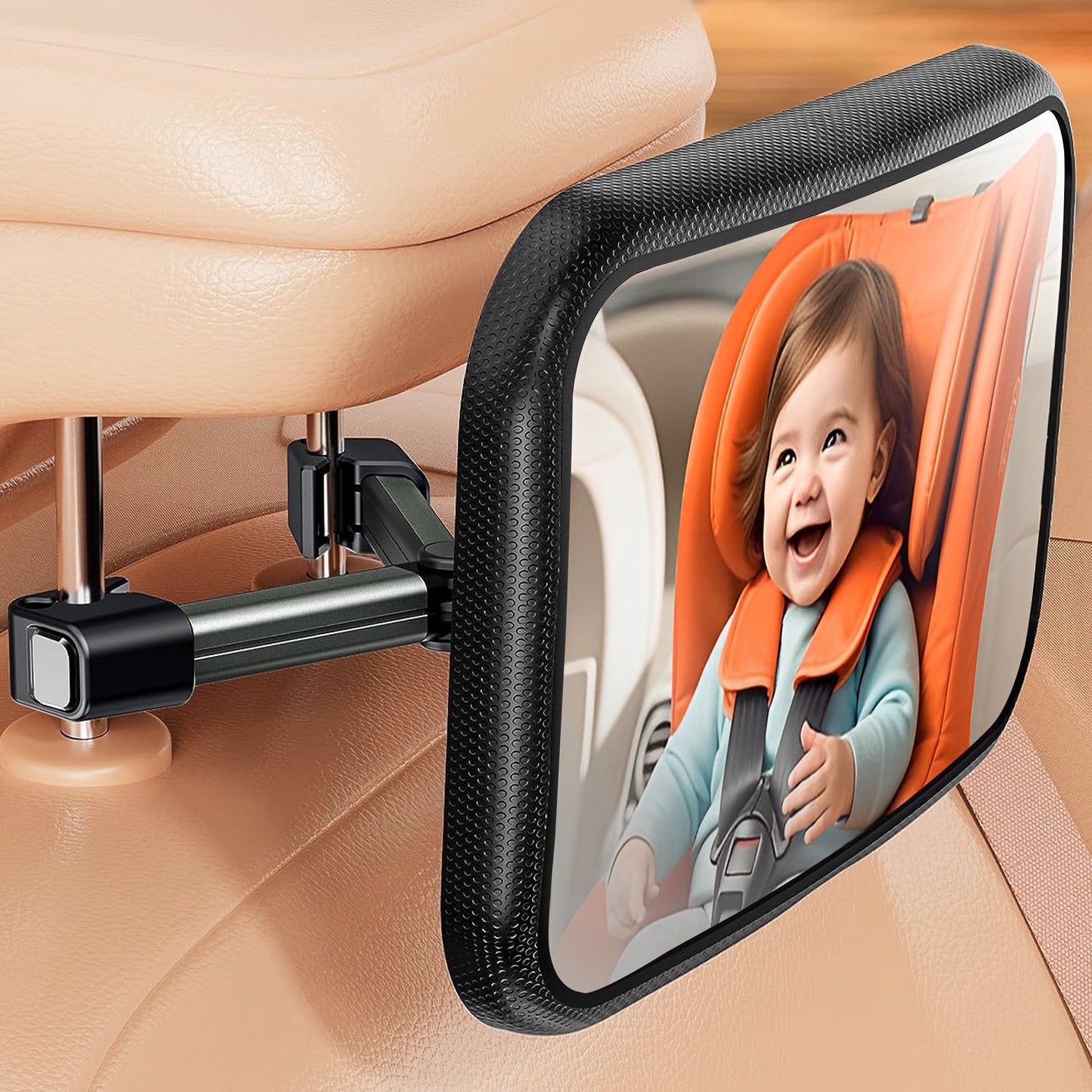 Baby Car Mirror, Safety Car Seat Mirror for Rear Facing Infant with Wide Crystal Clear View, Hook Clip Design, Shatterproof, Fully Assembled, Crash Tested and Certified