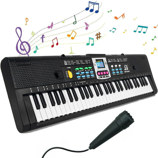Fixdono Kids Keyboard Piano with Microphone, 61 Keys Multifunction Electric Piano Keyboard for Kids, Educational Toy Piano for 3 4 5 6 7 Year Old Boys Girls Gifts, Suitable for Children Ages 3 and Up