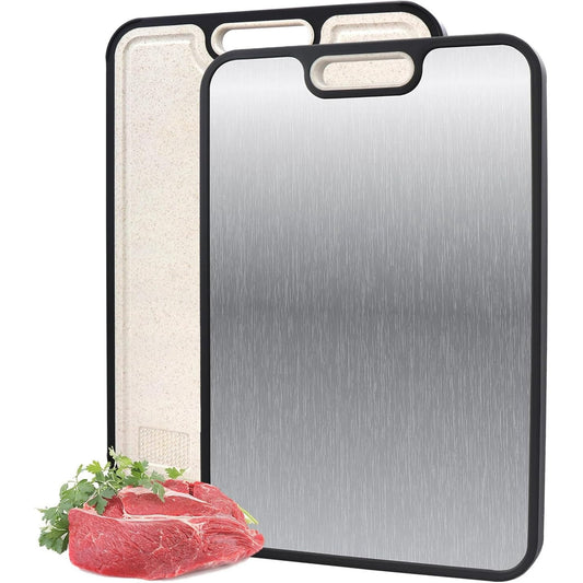 Sentryse Titanium Cutting Boards for Kitchen, Stainless Steel Cutting Board Double Sided Food Grade, Non Toxic Chopping Board Large 16'' x 11'', Dishwasher Safe, 1 Pack