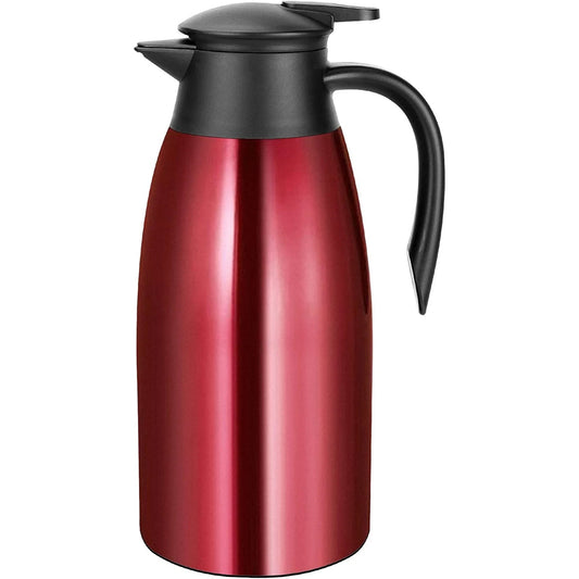 68oz Thermal Coffee Carafe, Stainless Steel Vacuum Insulated Coffee Thermos for Hot and Cold Beverage (Red）