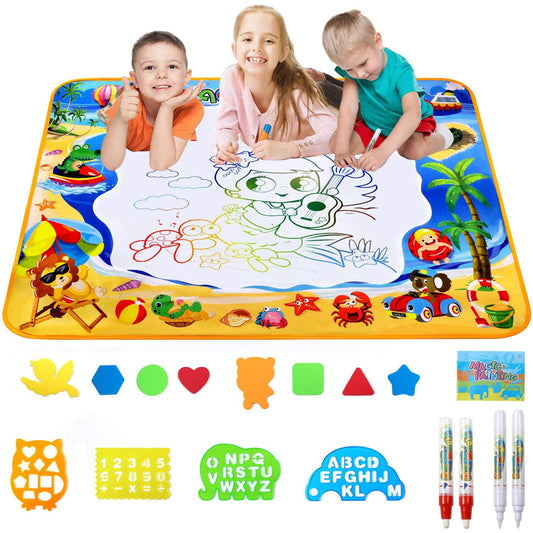 Water Doodle Mat, 40x32 Inches Water Drawing Mats for Toddlers 1-3, Water Drawing Mat, Painting Mat Kids Educational Learning Toys 2 3 4 5 6 Year Old Girl Birthday Gifts