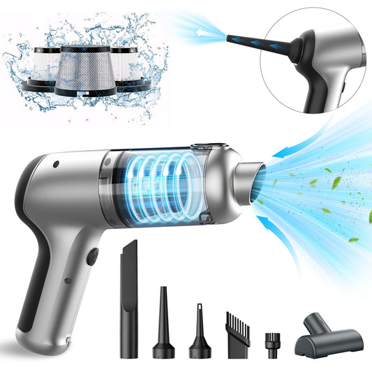Handheld Car Vacuum Cleaner, 20000Pa High Power, 4 in 1 Cordless Vacuum and Air Duster, 120W Portable Vacuum with LED Light and Multi-Nozzles, Perfect for Car, Home, Office, Pet Hair Cleaning